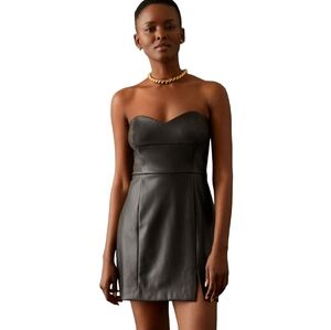 Anthropologie x Hutch Strapless Faux Leather Mini Dress Size 6